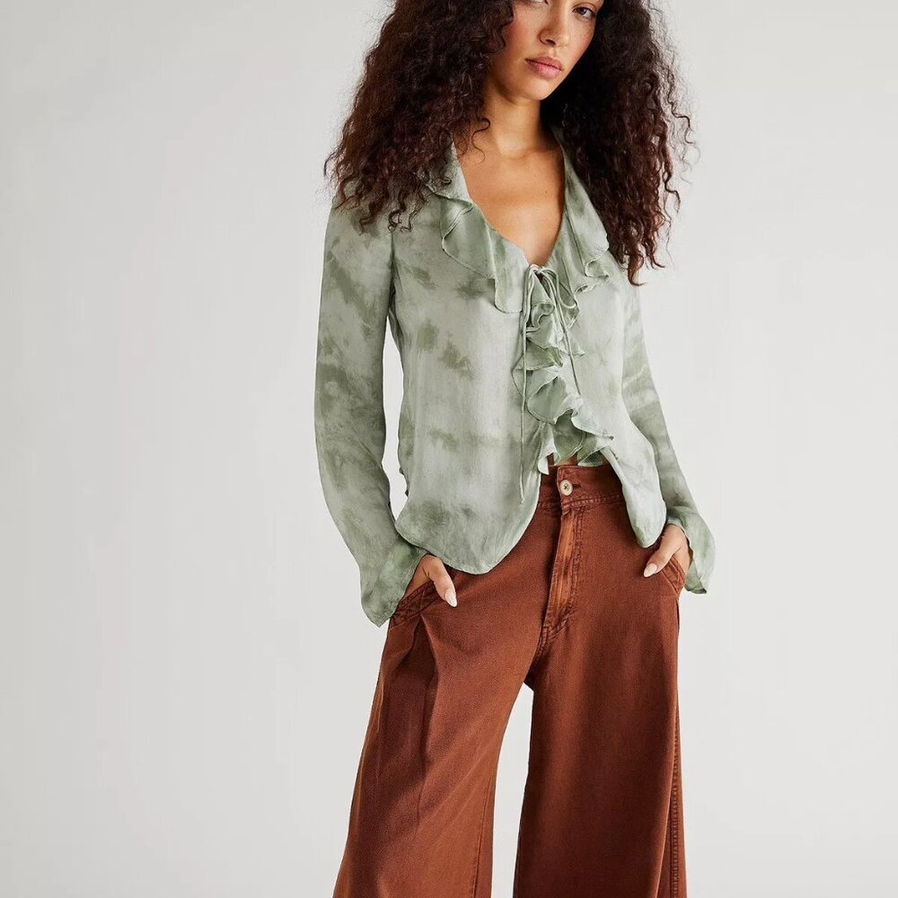 NWT Free People Sascha Top in color Sage Size S